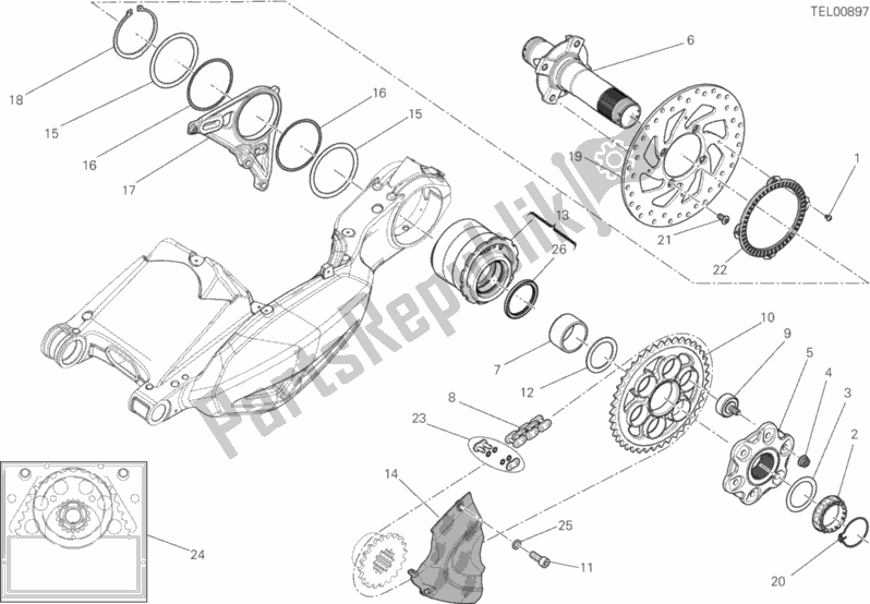 Todas as partes de Cubo, Roda Traseira do Ducati Diavel Titanium USA 1200 2015